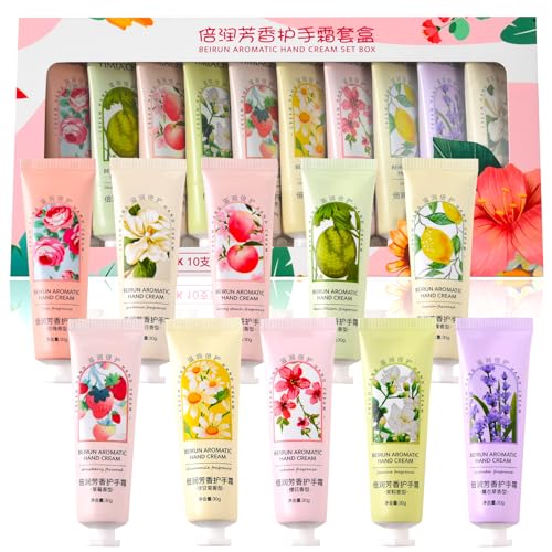 10 Pack Hand Cream Gift Set,Hand Lotion Travel Size,Hand Cream for Women,Natural Plant Hand Cream For Dry Cracked Hands,Moisturizing Hand Care Cream,Hand Cream Travel Size with Natural Aloe