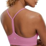 CRZ YOGA Butterluxe Womens Y Back Sports Bra - Padded Racerback Low Impact Spaghetti Thin Strap Workout Yoga Bra
