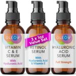 Retinol Serum for Face - Vitamin C Face Serum with Hyaluronic Acid Serum for Face, Vitamin C Serum for Face, Retinol for Face, Glow Face Serum for Women and Men 3x1oz