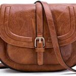 AFKOMST Crossbody Bags for Women,Small Saddle Purse and Boho Cross Body Handbags,Vegan Leather