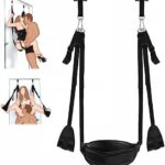 BDSM Door Sex Swing with Seat, Bondage Slave Newest Leather Soft Plush Sex Slings with Adjustable Straps, Hanging Door Handcuffs Leg Restraints Spreader Adult Sex Toys for Couple, Holds up to 300lbs