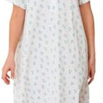 Bloggerlove Nightgowns for Women Soft Cotton Sleepwear Floral House Dress Short/Long Sleeve Comfy Night Dress for Ladies