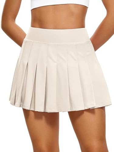 CRZ YOGA Cute Pleated Skirts for Women High Waisted Tennis Golf Skorts with Pockets Casual Athletic Workout Skater