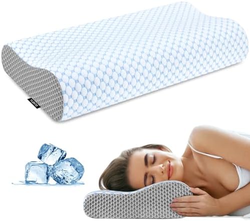 Cervical Neck Pillow for Pain Relief, Contour Memory Foam Pillows for Sleeping, Odorless Ergonomic Pillow Adjustable Orthopedic Cooling Pillow Bed Pillow Neck Support for Side Back Stomach Sleepers