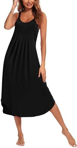 Ekouaer Women's Sleeveless Long Nightgown Full Slip Soft Nightshirt Sleep Dress Chemise Sleepwear Lounge Dresses