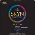 Lifestyles SKYN Selection Condom Bundle with Brass Pocket Case, Non-Latex Condoms-24 Count, 24 Count (Pack of 1)