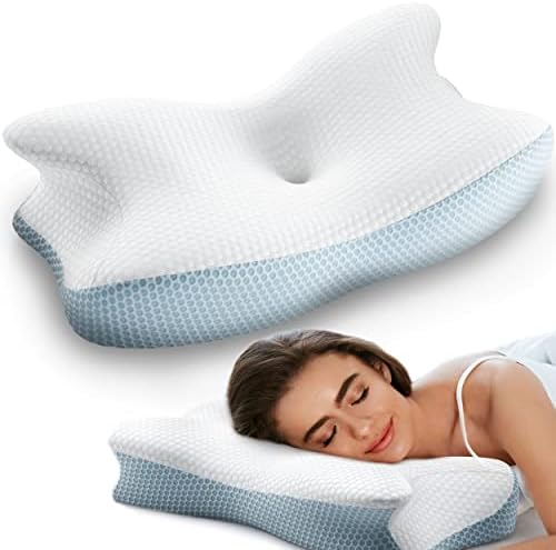 Memory Foam Cervical Pillow for Neck Pain Relief - Ergonomic Pillow for Front, Back, Stomach, Side Sleeper and Shoulder Sleeping - Regular Firm (Queen)