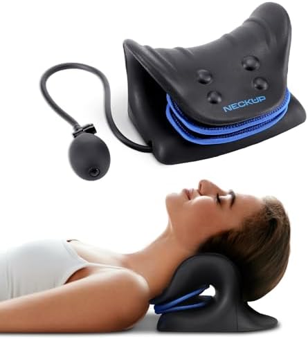 NECKUP Advanced Airbag Neck Stretcher for Neck Pain Relief || Ergonomic Cervical Spine Relief, Enhanced Traction Pillow Design, Portable Neck Pain Alleviator || Neck and Shoulder Relaxer