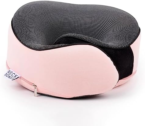 Neck Pillows for Travel - Airplane Pillow – Memory Foam for Kids & Adults – Travel Neck Pillow & Airplane Travel Essentials for Sleeping Support On Flight Or Car (Pink)