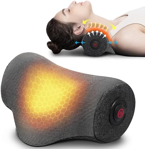 Nekteck Wireless Neck Stretcher for Pain Relief, 5s Heated Cervical Traction Device with No Smell Magnetic Therapy Case, Portable Shoulder Relaxer Pillow for TMJ Migraine, Spine Alignment