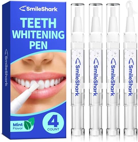 Teeth Whitening Pen (4 Count), No Sensitivity Teeth Whitening Gel, Effective Teeth Whitener, Travel-Friendly Tooth Whitening Pen, Carbamide Peroxide Tooth Bleaching Gel for Adults