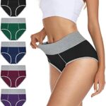 VIVISOO Women's Cotton Underwear High Waisted Stretch Briefs Soft Breathable Panties 5-Pack