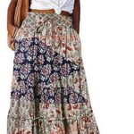 Women's 2024 Summer Skirt High Waist Flowy A Line Boho Skirt Maxi Skirt with Pockets