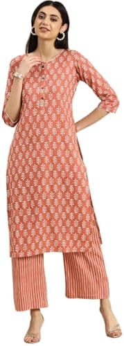 Women's Cotton Printed Floral Straight Kurta with Palazzo