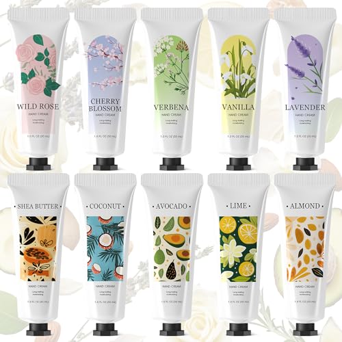 spa luxetique 10 Pack Hand Cream Set Scented Hand Lotion for Dry Cracked Travel Size Hand Cream Mini Moisturizing Lotion With Shea Butter Gifts for Women